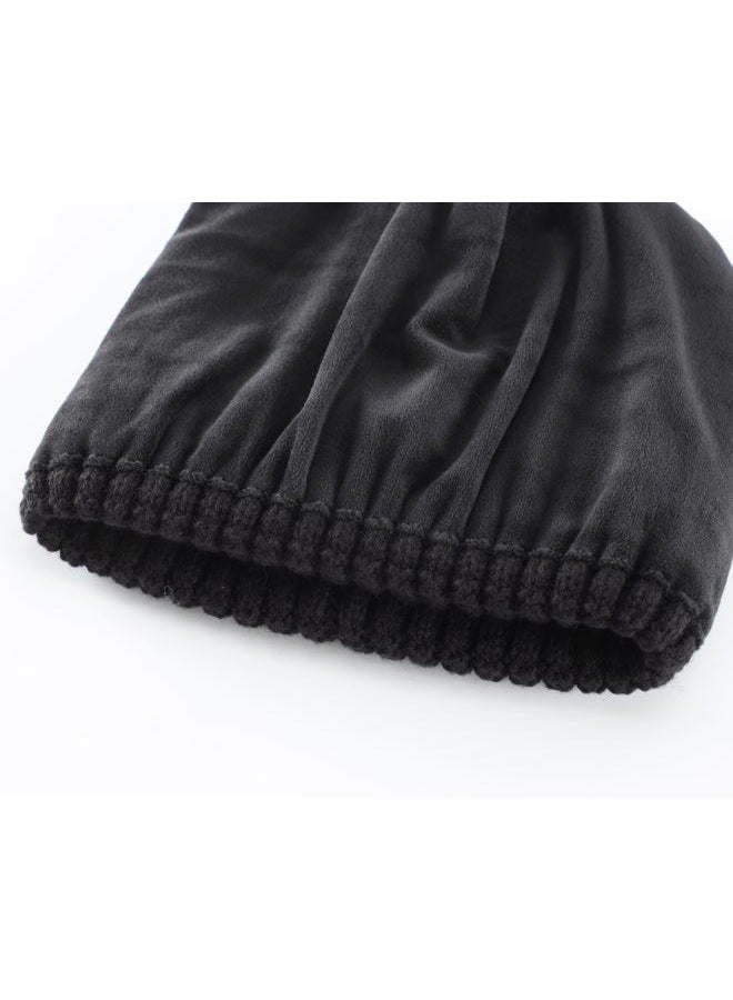 Connectyle Outdoor Classic Bassic Men 's Warm Winter Hats Thick Knit Long Cuff Beanie Cap with Lining, 55 60cm, Black - Image 3